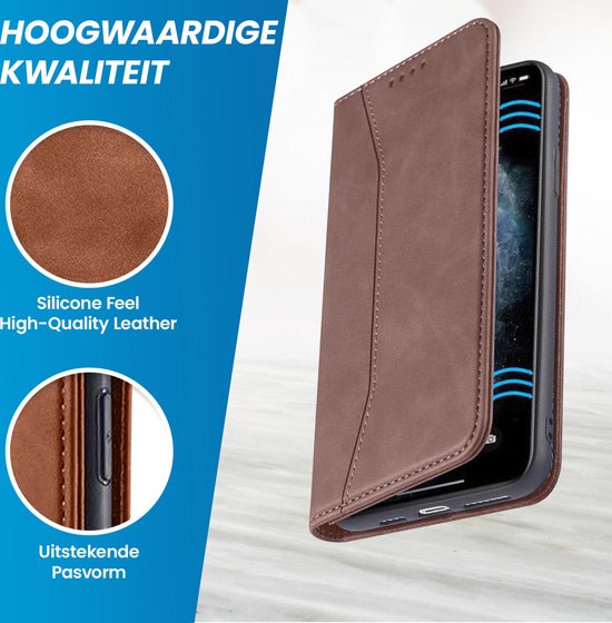 OPPO Find X3 Pro Book Case Case - Magnétique - Faux cuir - Portefeuille - Book Case - Wallet - Flip Cover - OPPO Find X3 Pro - Marron foncé
