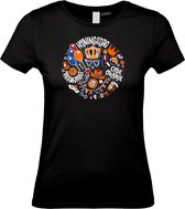 Dames t-shirt Koningsdag Bol | EK 2024 Holland |Oranje Shirt| Koningsdag kleding | Zwart Dames | maat L
