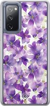 Casimoda® hoesje - Geschikt voor Samsung Galaxy S20 FE - Floral Violet - 2-in-1 case - Schokbestendig - Bloemen - Verhoogde randen - Paars, Transparant