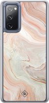 Casimoda® hoesje - Geschikt voor Samsung Galaxy S20 FE - Marmer Waves - 2-in-1 case - Schokbestendig - Water - Verhoogde randen - Bruin/beige, Transparant