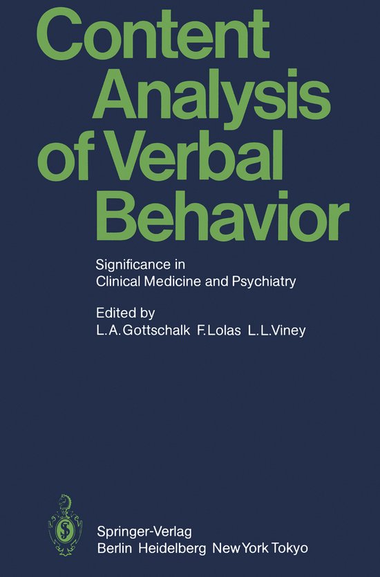 Content Analysis of Verbal Behavior - cover