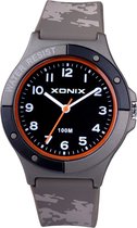 Xonix ABN-105 - Horloge - Analoog - Mannen - Heren - Siliconen band - ABS - Cijfers - Waterdicht - Camouflage Beige/Groen kleur- Zwart - Oranje - Wit - 10 ATM