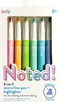 Ooly - Noted! 2-in-1 Micro Fine Tip Pens & Highlighters - Set of 6