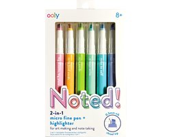 Ooly - Noted! 2-in-1 Micro fine tip pennen - 6 Highlighters met dubbele punt
