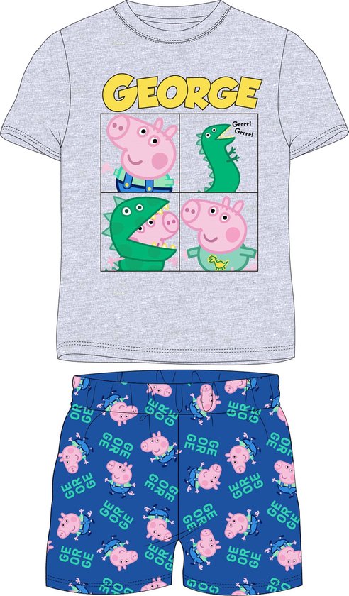 Peppa Pig George shortama/pyjama grijs/blauw katoen maat 110