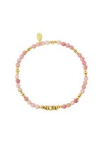 YEHWANG - Kralen armbandje kleur - goud/roze Stainless Steel