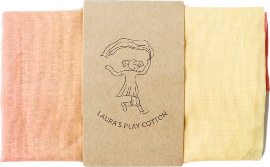 Laura's Play Cotton - Tissu de jeu - Arc-en-ciel pastel - 50 x 50 cm - Écharpe de jonglage - Tissu de jonglage - Soie de jeu - Katoen biologique