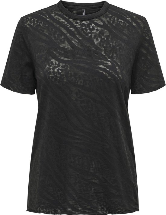 Only T-shirt Onlrebe S/s Top Box Jrs 15320988 Black/savage Dames Maat - XL