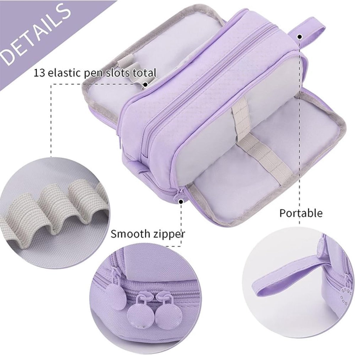 Gienxias Pennenetui, uitbreidbaar etui met grote capaciteit, ideaal als etui en etui voor kinderen, meisjes en jongeren, perfect voor school en kantoorgebruik., lila, groot etui (lichtblauw Gienxias Pennenetui, uitbreidbaar etui met grote capaciteit, ideaal als etui en etui voor kinderen, meisjes en jongeren, perfect voor school en kantoorgebruik., lila, groot etui (lichtblauw