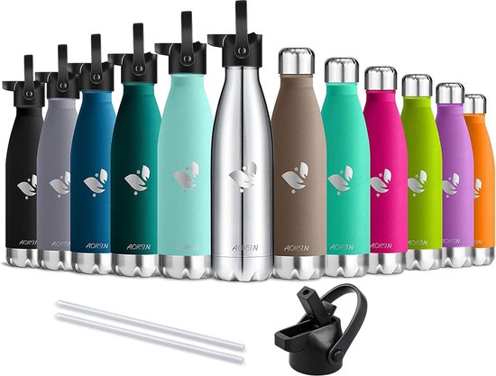Geïsoleerde Roestvrijstalen Fles - 1 Liter - Brede Hals - Houdt Water Geïsoleerde Roestvrijstalen Fles - 1 Liter - Brede Hals - Houdt Water