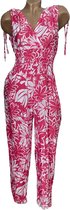 Dames jumpsuit met print M/L (36-40) roze/wit