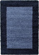 Pochon - Tapijt Life - Donkerblauw - 150x80x3 - Vloerkleed - Rand - Hoogpolige Vloerkleed - Rechthoekige Tapijt - Rechthoekige Vloerkleed