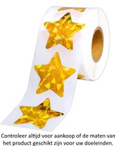 Rol met 500 stickers met glanzende glitterende gouden sterren - 2.5 cm diameter - Stars - Glitter - Glamour - Goud - Compliment - Toets - Docent - Leraar - Meester - Juf - School - Studie - Beloningsstickers - Decoratie - Versiering - Verjaardag