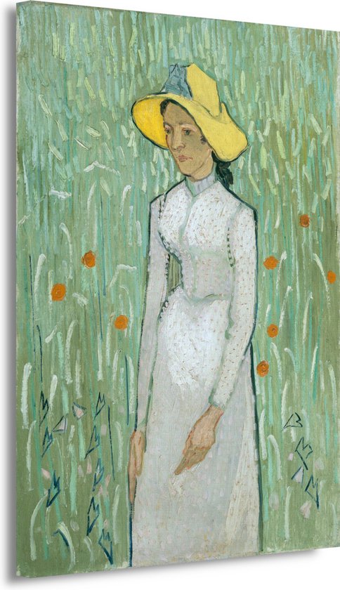 Meisje in het wit - Vincent van Gogh wanddecoratie - Meisje schilderij - Muurdecoratie Oude meesters - Wanddecoratie modern - Canvas schilderij - Decoratie kamer 75x100 cm