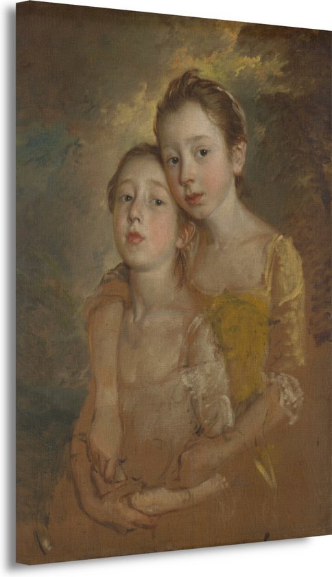 De dochters van de schilder met een kat - Thomas Gainsborough schilderij - Kinderen portret - Schilderijen canvas Portret - Landelijk schilderij - Canvas schilderijen - Decoratie kamer 40x60 cm