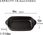 zwart Kleine keramische rechthoekige ovenschaal voor oven/lasagn-23 x 12,5 cm(550ML)
