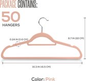 Hoogwaardige fluwelen antisliphangers - Slipvaste en duurzame fluwelen hangers met stropdashouder - Sterk genoeg voor jassen en truien (Roze, 50 stuks)