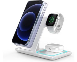 Samsung oplader 3-in-1 opvouwbaar laadstation voor Samsung-producten, snelle draadloze oplader, reisdockadapter-Wit en lamp voor Samsung