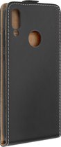 Geschikt voor Huawei P20 Lite Vertical Flip Case met Kaarthouder Paardenleer Effect zwart