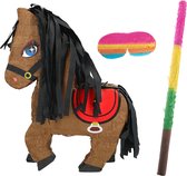 Boland Verjaardag Pinata Paard - 45 x 33 cm - papier - set met stok 54 cm en masker - Kinderfeestje