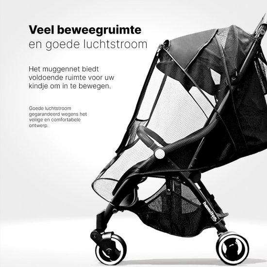 Hamilton by Yoop Premium Buggy Muggennet - Met transparant kijkvenster - Kinderwagen Klamboe - Anti- Wespen, Muggen en Vliegennet van Hamilton — afbeelding 5
