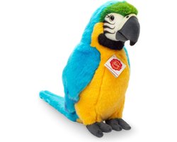 Hermann Teddy Knuffeldier Papegaai/ara - zachte pluche stof - premium knuffels - blauw/geel - 26 cm - Vogels