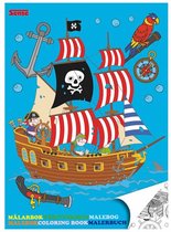Stoer jongens kleurboek “piraten en zeerovers” voor jongens met gevaarlijke piraat / zeerover, schip, zeilboot, vissen en schatkist (creatief kleuren voor kinderen)