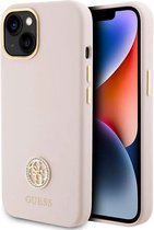 Guess iPhone 15 light gold hardcase Glitter – Logo strass 4G – Khaki Roze