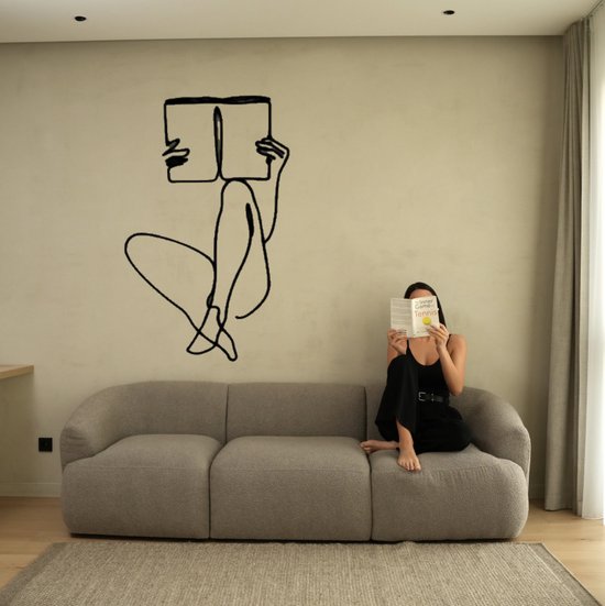 Vrouw3 - Silhouette - Metaalkunst - Zwart - 80 cm- Line Art Decoratie - Muur Decoratie- Cadeau voor Vrouw- Inclusief ophangsysteem