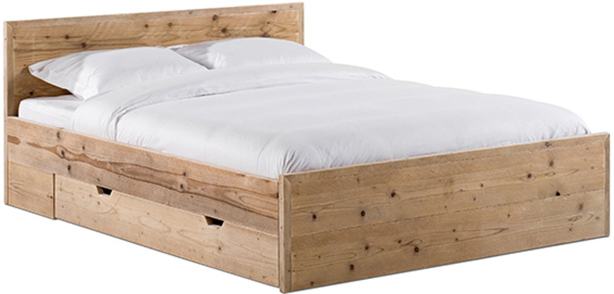 Steigerhouten bed met lade 180 cm x 200 cm