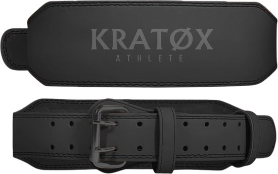 KRATØX Ceinture de Levage en Cuir - Ceinture d'haltères - Riem Powerlift - Ceinture d'haltérophilie en Cuir - Ceinture à Levier - Powerlifting - Deadlift - Zwart - Taille L