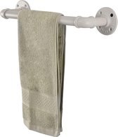 Pijphanddoekstang Wandgemonteerde industriële handdoekenrekhouder Rustieke, zware badkamerhardware (12 inch, wit)
