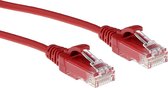 ACT Rode 0.25 meter LSZH U/UTP CAT6 datacenter slimline patchkabel snagless met RJ45 connectoren DC9552