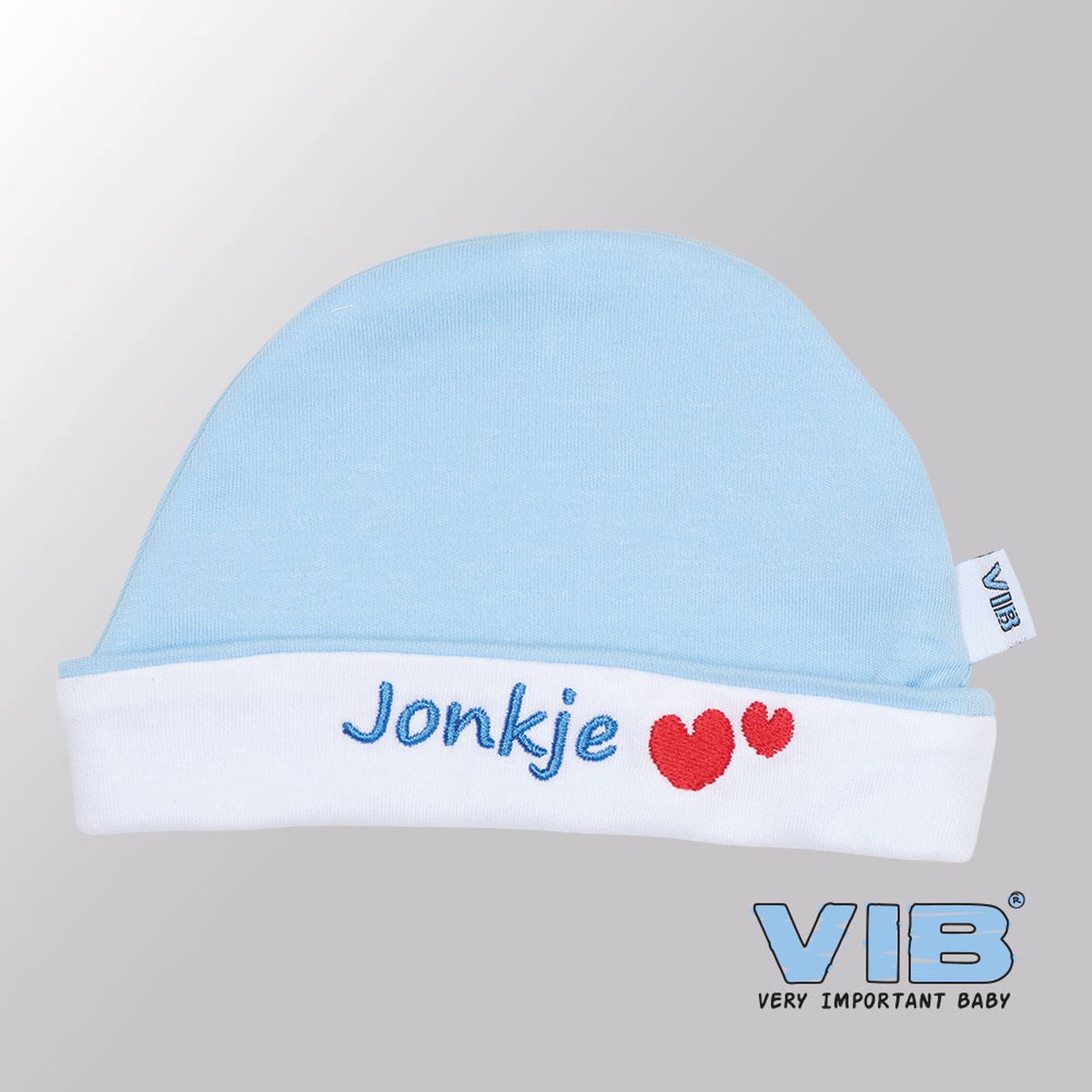 VIB® - Muts rond - Jonkje (Blauw) - Babykleertjes - baby muts - baby muts newborn - baby mutsje - baby cadeau - kraam cadeau - baby aankodiging