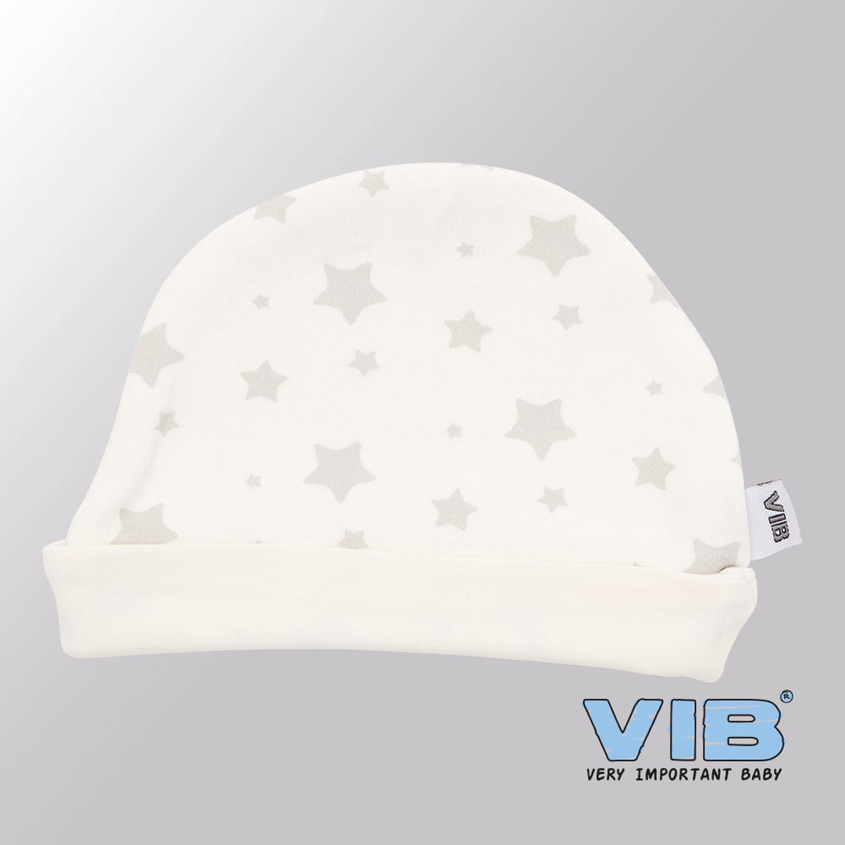 VIB® - Muts rond - Sterretjes (Wit) - Babykleertjes - baby muts - baby muts newborn - baby mutsje - baby cadeau - kraam cadeau - baby aankodiging