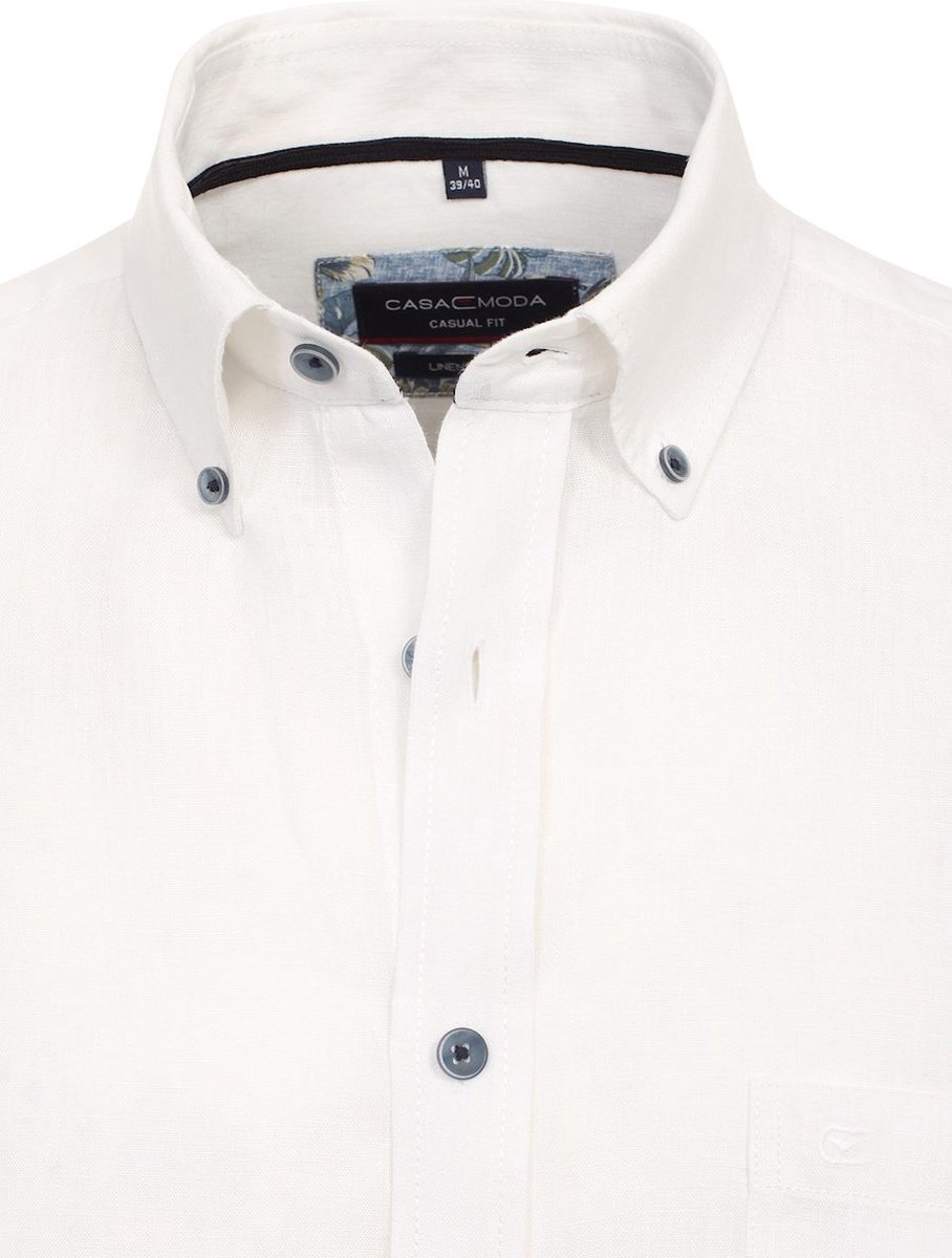 Casa Moda Wit Linnen Overhemd Button Down Boord - L