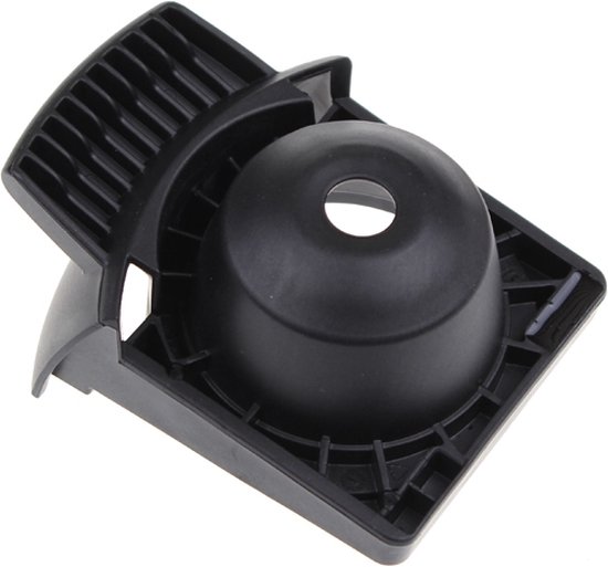 Zwarte Dolce Gusto capsulehouder met een ronde bovenkant en een geribbeld deel aan de achterkant.