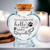 Glazen urn - flesje voor overleden huisdier met opdruk - Pet Memorial vacht of as van huisdier - 6.5 x H 8 cm -HUYS&MORE - De laatste aai - mini urn - moderne urn - urn - memorial flesje- urn hond - urn kat - urn huisdier