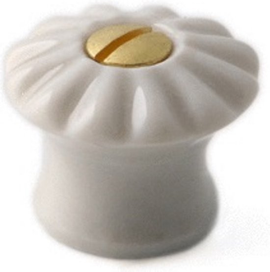 PORCELEINE KNOP "RIB" 31MM OUD-WIT - Porselein