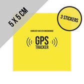 Stickers "Voorzien van een ingebouwde GPS tracker" | 5 x 5 cm | Anti-diefstal | Navigatie | Volgsysteem | Dieven afschrikken | Set van 3 stuks | Geel | met pelrand