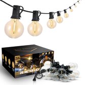 Homezie Lichtsnoer | 26 meter met 50 kunststof LED bulbs | Inclusief 3 meter verlengkabel met dimmer | Warm wit | Waterdicht | Koppelbaar & Dimbaar