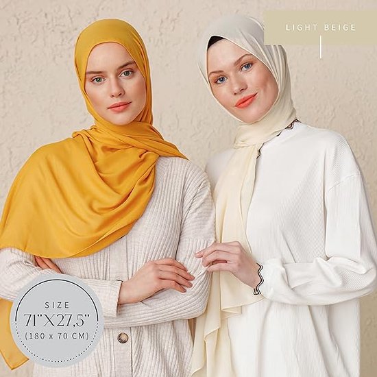Hijab sjaal voor dames - Chiffon hijab hoofddoek - moslim hoofddoek - hoofddoek voor dames, hijabs sjaals - voelt als zijden hijab, premium kwaliteit, 180 cm x 70 cm