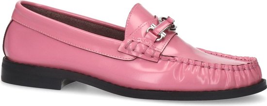 Sacha - Dames - Zwarte leren loafers met goudkleurige chain - Maat 37