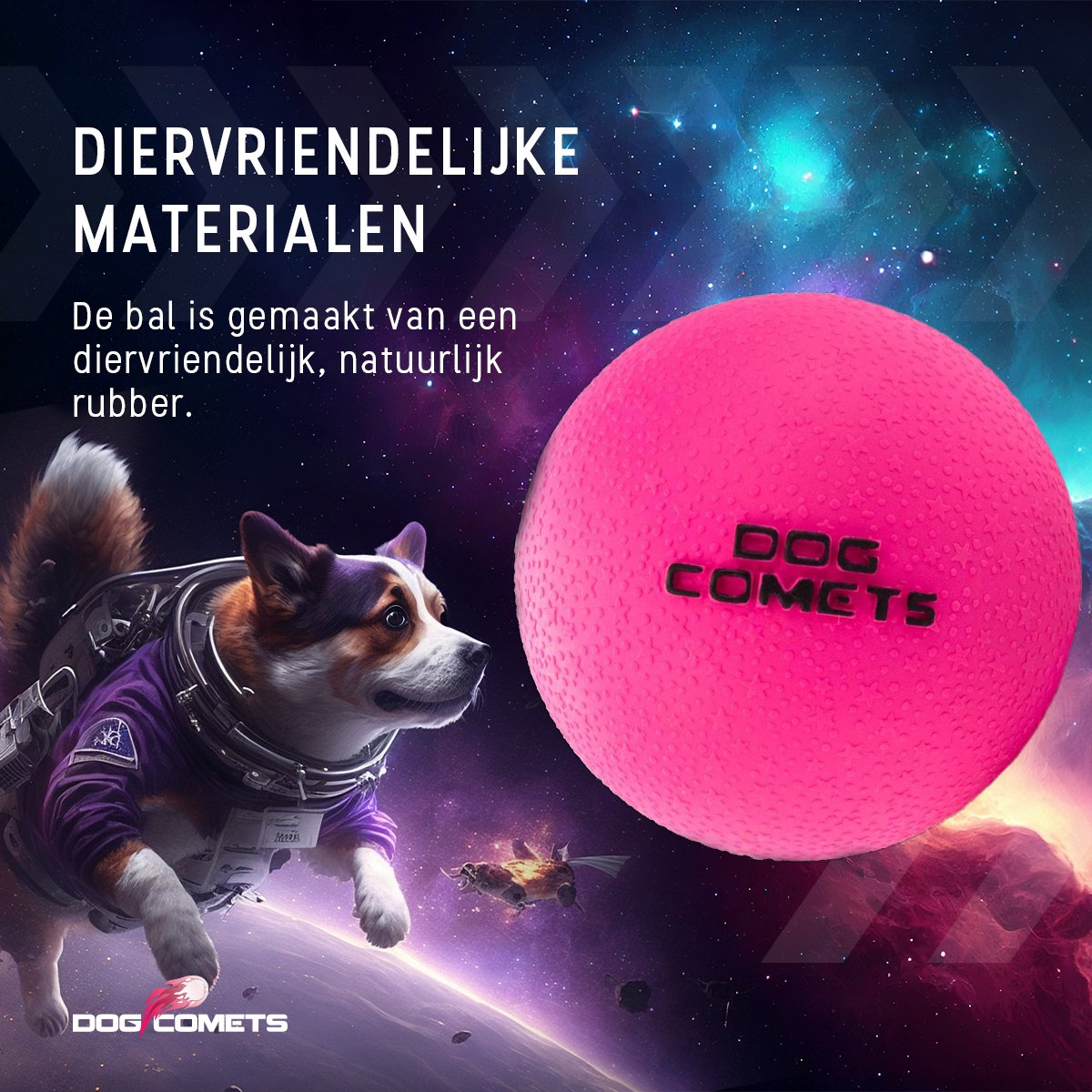 Dog Comets Ball Stardust Ø6 cm - Hondenspeelgoed - Hondenbal - Natuurlijk rubber - 1 stuk - Roze thumbnail 6