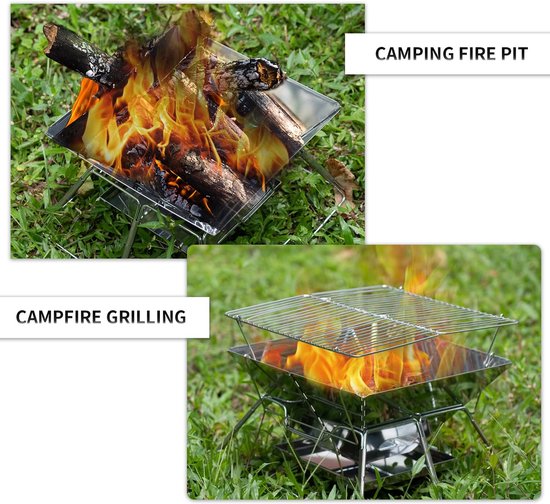 Vouwgrill, roestvrij staal, camping, houtskoolgrill, draagbare picknickgrill, opvouwbare BBQ, grill, outdoor, camping, grillset, winddicht, vouwgrill, staande grill met draagtas voor picknick, wandelen en tuin van Esbit — afbeelding 5