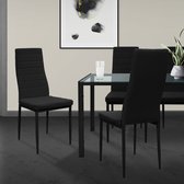 Eetgroep Tafelgroep 4 stoelen en 1 tafel in zwart PU leer met metalen poten ML design