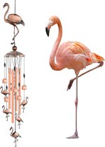 Luxiba - Carillon à vent d'extérieur Flamingo , cadeau à suspendre pour pères, mères, famille, amis, collègues, décoration de pelouse, carillon à vent pour décoration de jardin extérieur, cour, patio et décoration de la maison