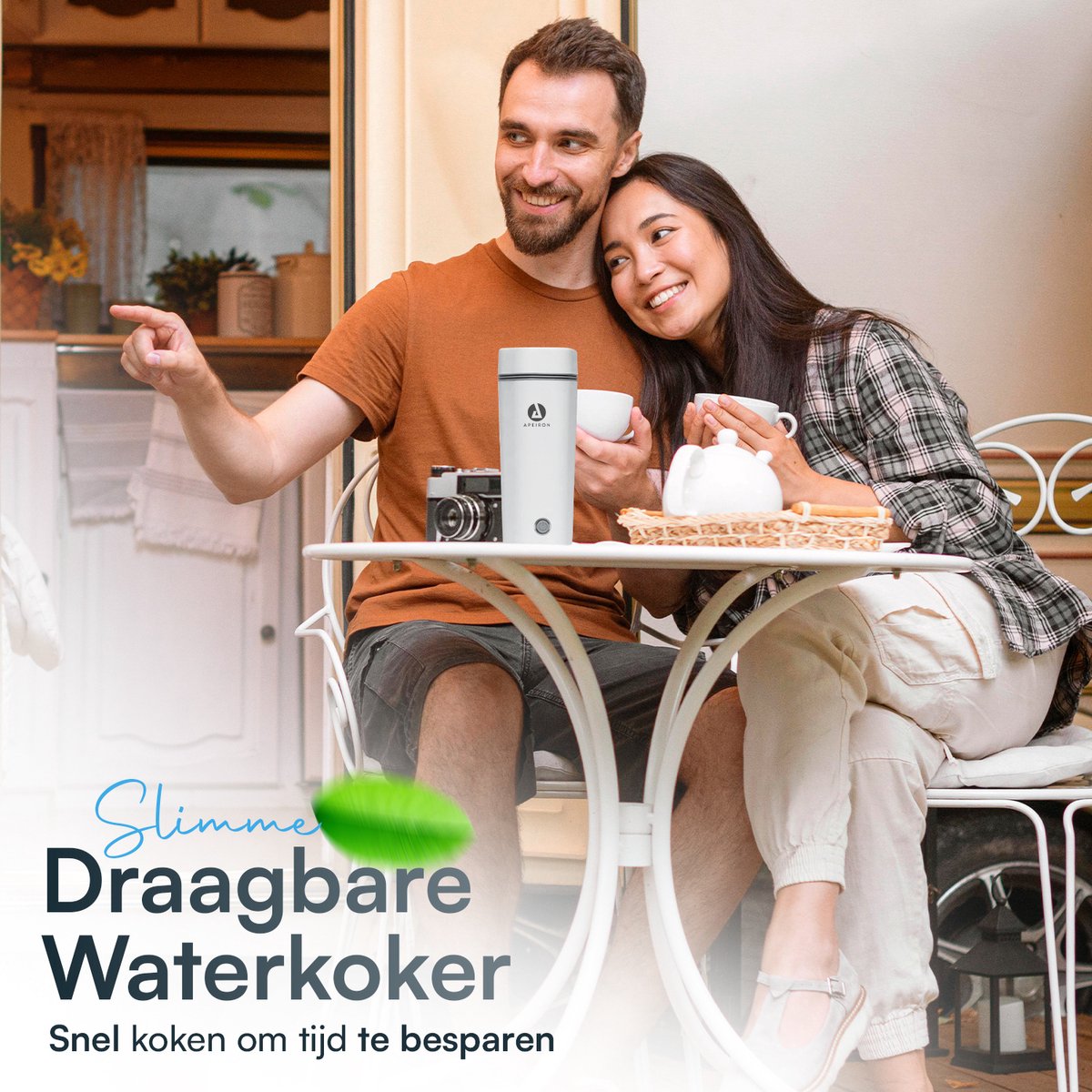 Apeiron® 3 in 1 Reis Waterkoker - 350 ML - Draagbare Mini Thermosfles - Auto & Camping - Kleine Water Koker - Geschikt Voor Babyvoeding — afbeelding 2