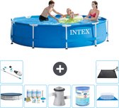 Intex Rond Frame Zwembad - 305 x 76 cm - Blauw - Inclusief Afdekzeil - Onderhoudspakket - Zwembadfilterpomp - Filter - Grondzeil - Stofzuiger - Solar Mat