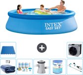 Intex Rond Opblaasbaar Easy Set Zwembad - 305 x 76 cm - Blauw - Inclusief Solarzeil - Onderhoudspakket - Zwembadfilterpomp - Filter - Stofzuiger - Vloertegels - Warmtepomp